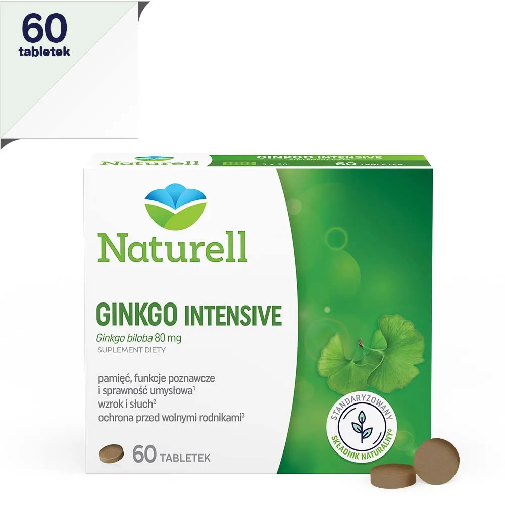 Naturell Ginkgo Intensive, suplement diety, 60 tabletek