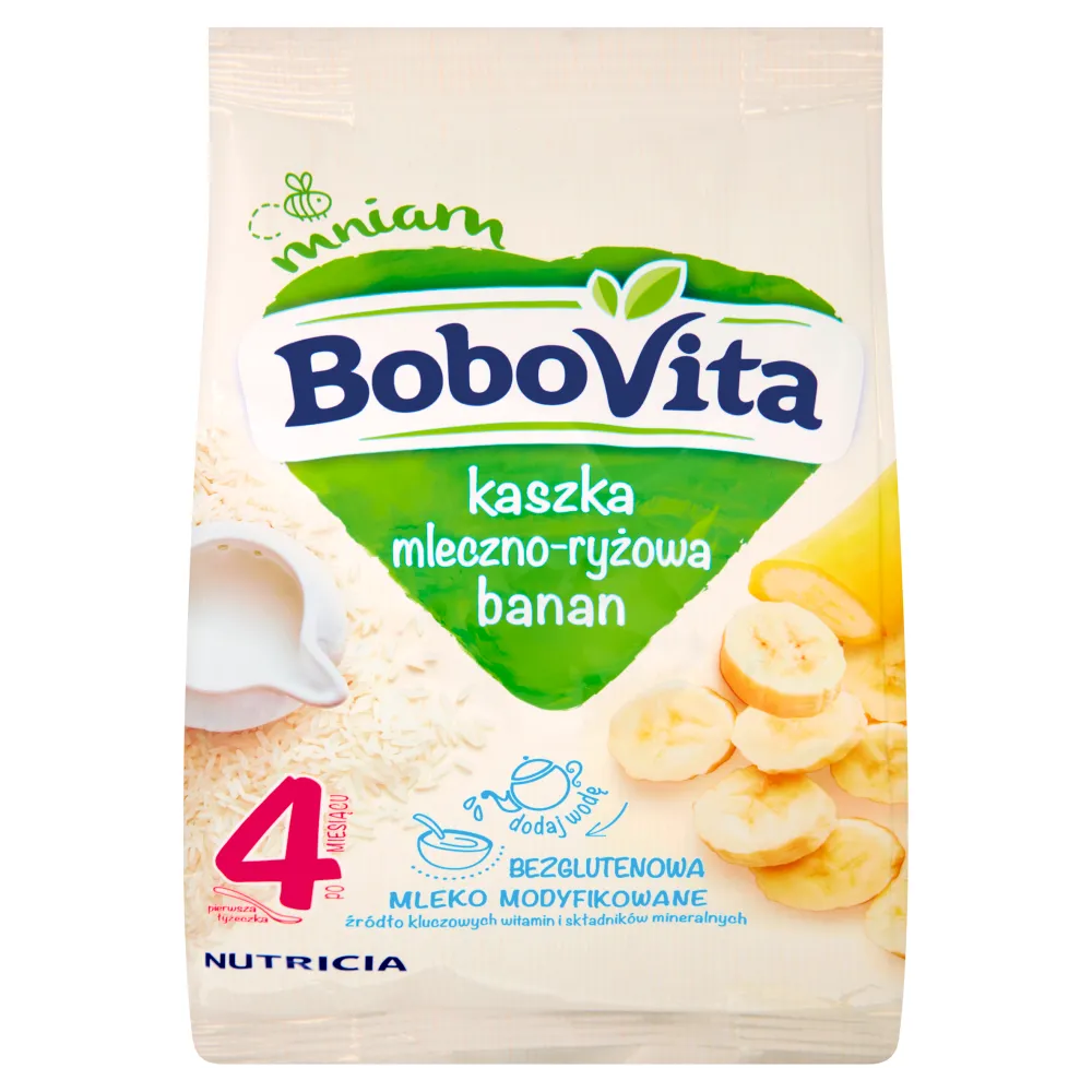 BoboVita kaszka mleczno-ryżowa z bananem dla niemowląt powyżej 4 miesiąca, 230 g