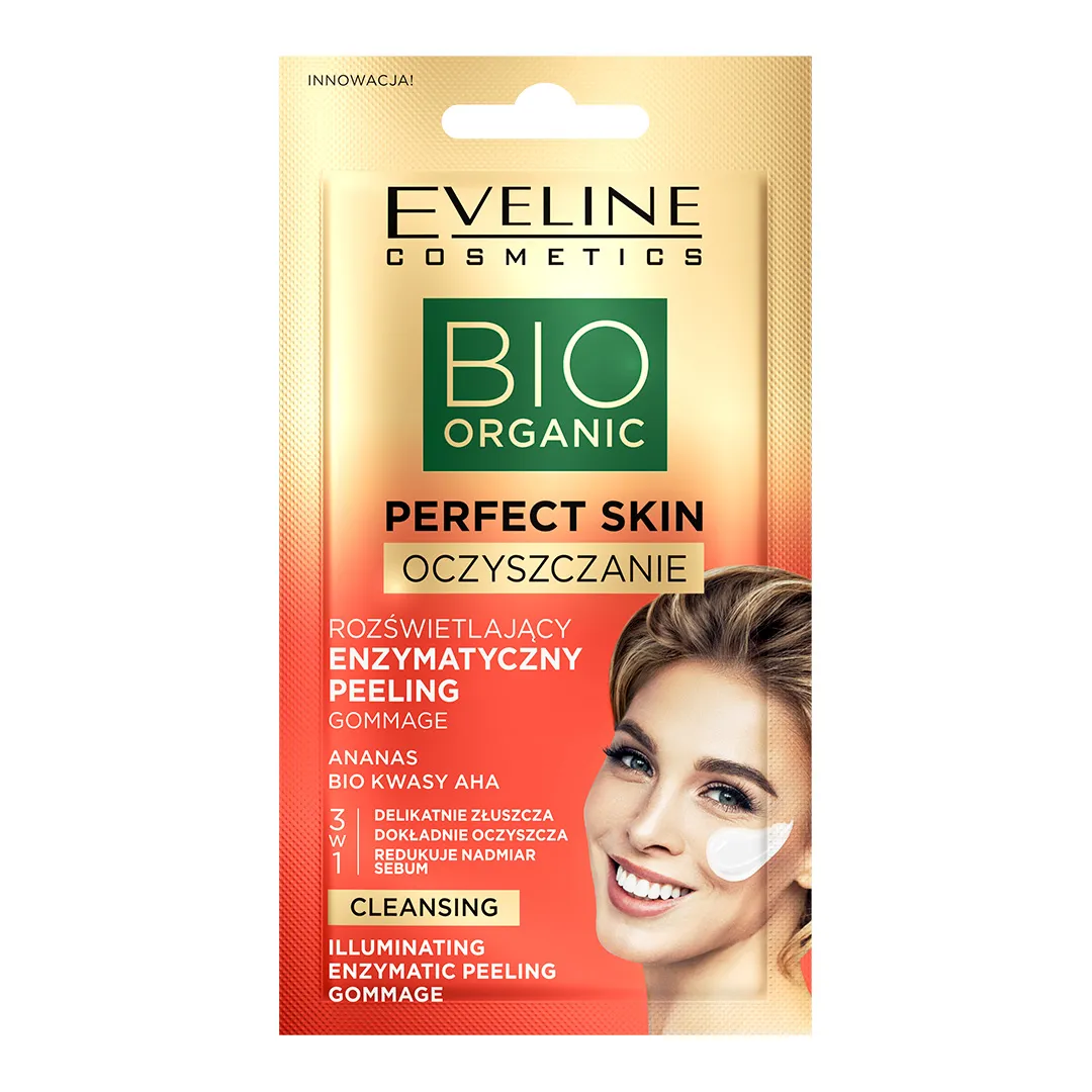 Eveline Cosmetics BIO Organic Perfect Skin rozświetlający enzymatyczny peeling GOMMAGE, 8 ml