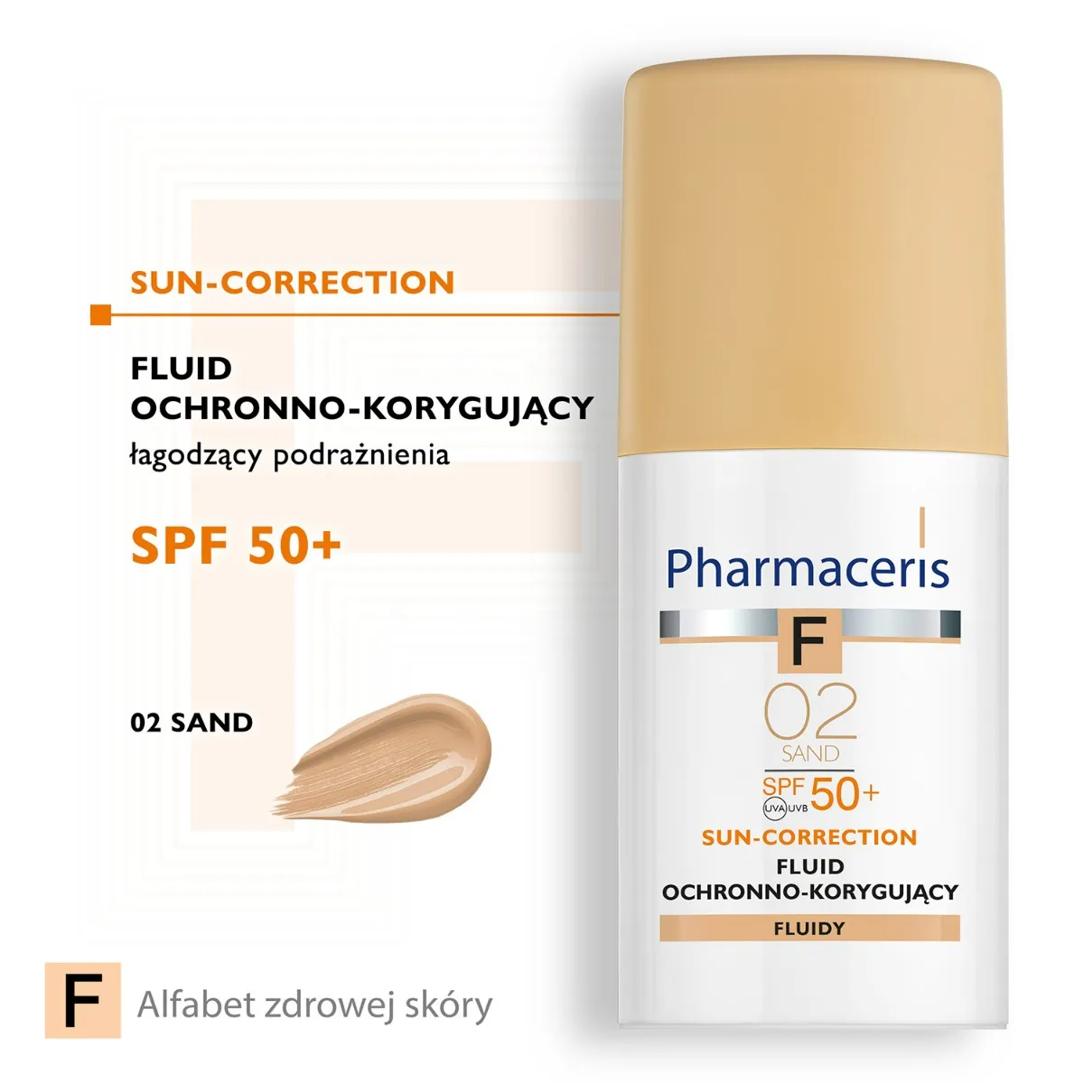 Pharmaceris F, Fluid ochronno-korygujący łagodzący podrażnienia 02 Sand / SPF 50+ / 30 ml 