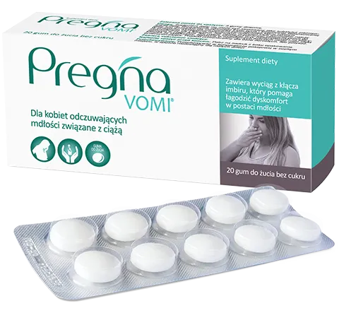 Pregna Vomi, suplement diety, 20 gum do żucia