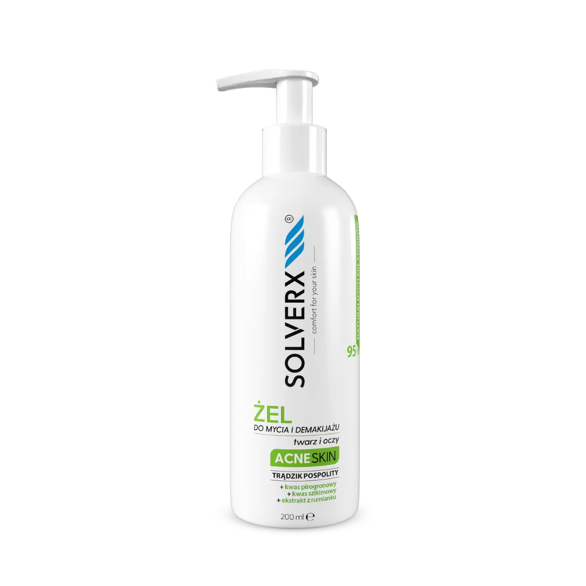 Solverx Acne Skin żel do mycia i demakijażu twarzy i oczu, 200 ml