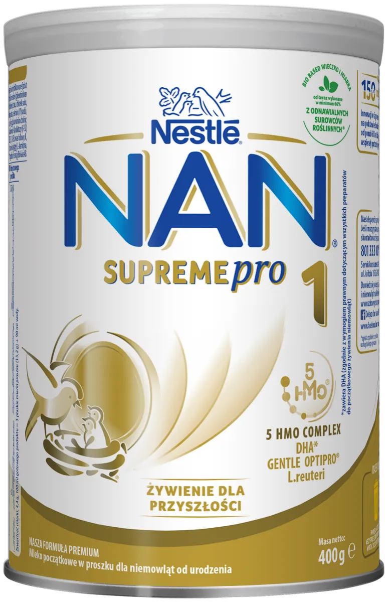 Nestle Nan SupremePro 1 HM-O Mleko początkowe w proszku dla niemowląt od urodzenia, 400 g