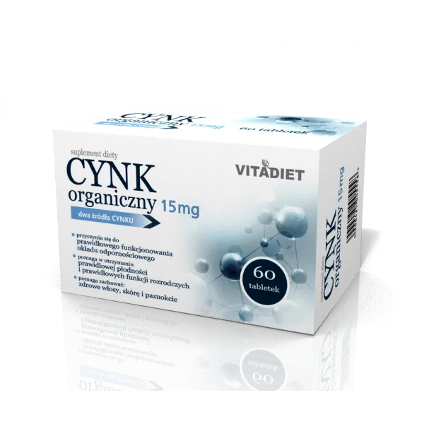 Cynk organiczny 15mg, suplement diety, 60 tabletek