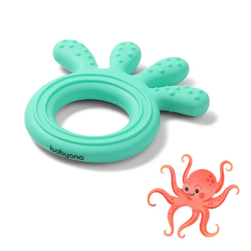 Babyono Octopus gryzak silikonowy zielony, 1 szt. 