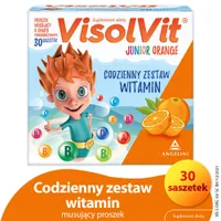 VisolVit Junior Orange, proszek musujący, smak pomarańczowy, 30 saszetek