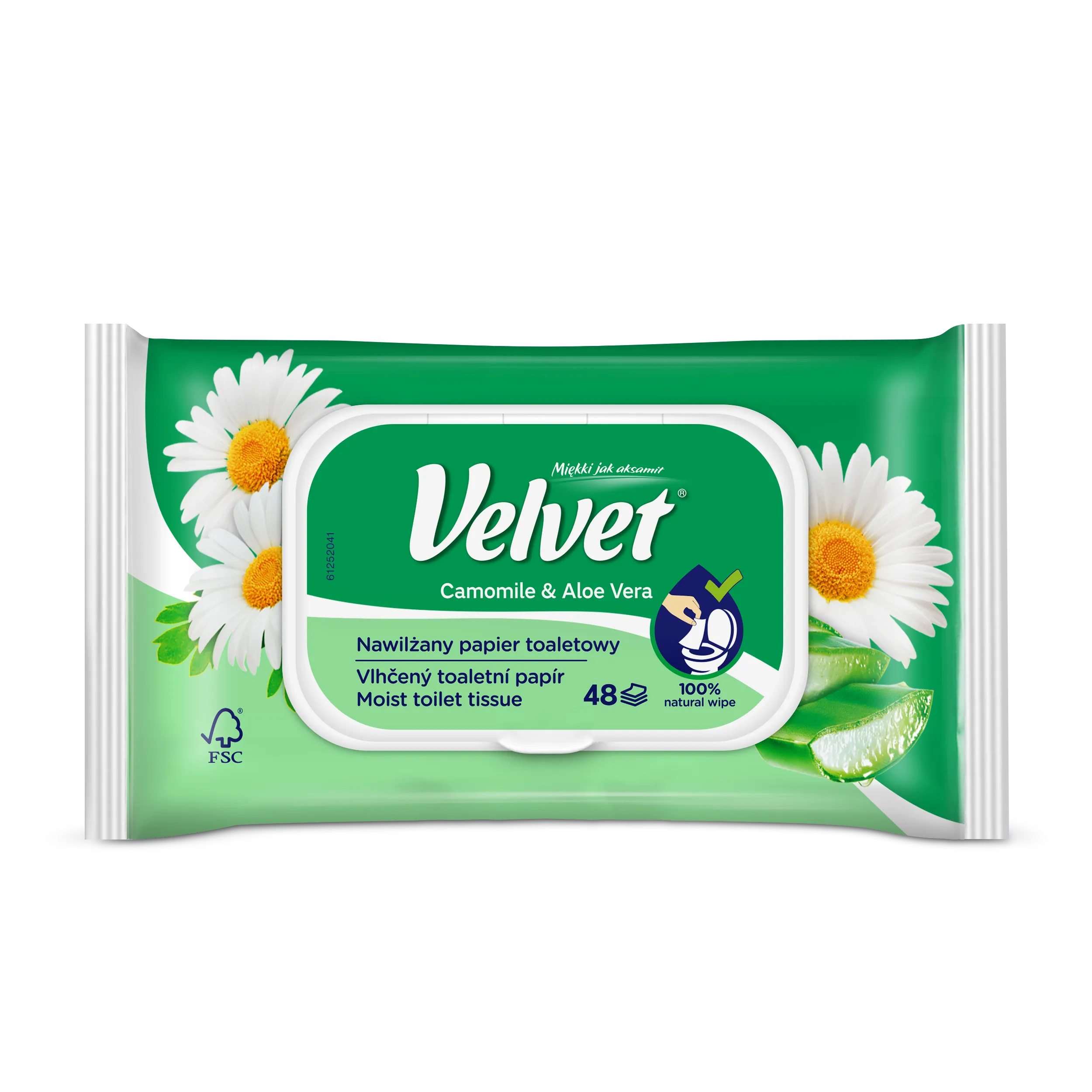 Velvet Camomile & Aloe Vera nawilżany papier toaletowy, 1 szt.