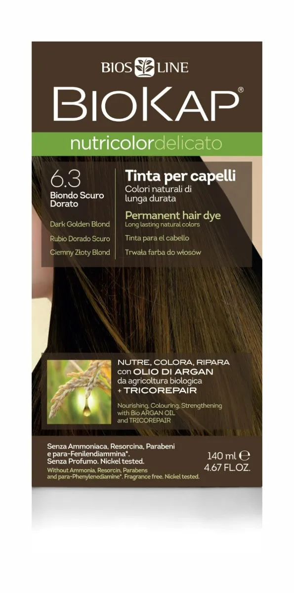 Biokap Nutricolor Delicato farba do włosów 6.3 ciemny złoty blond, 1 szt.