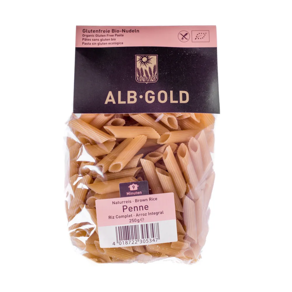 Alb Gold, makaron ( ryżowy razowy ) penne, bezglutenowy, bio, 250 g
