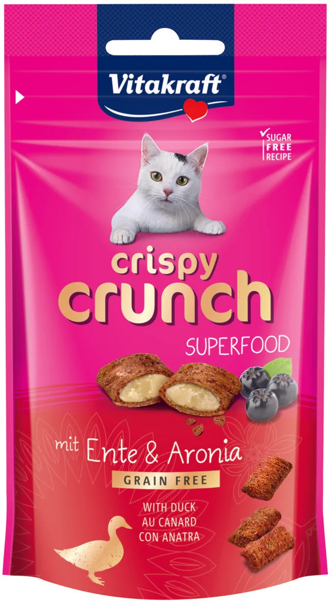 Vitakraft Crispy Crunch przysmak dla kotów z kaczką i aronią, 60 g