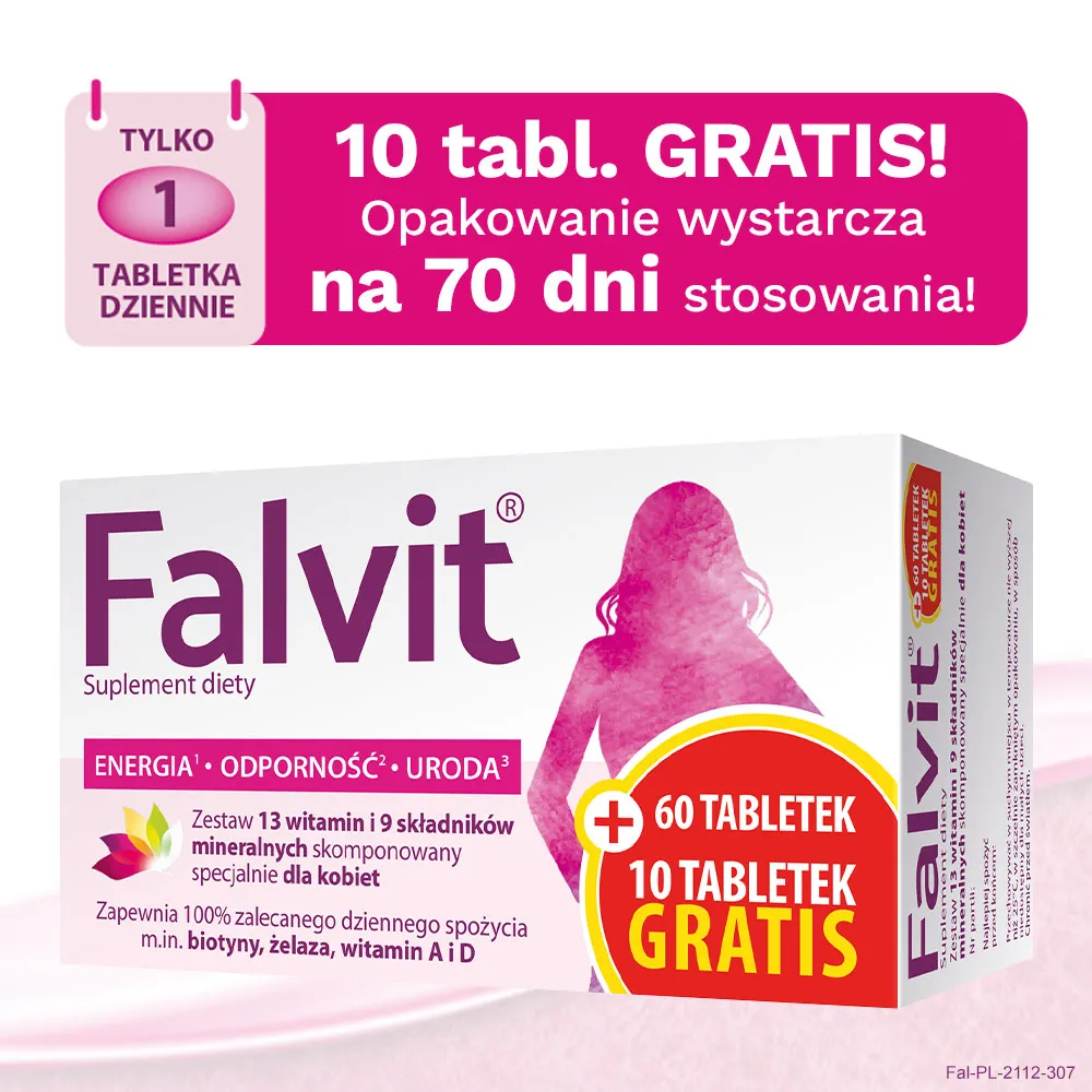 Falvit, suplement diety, 60 + 10 tabletek 