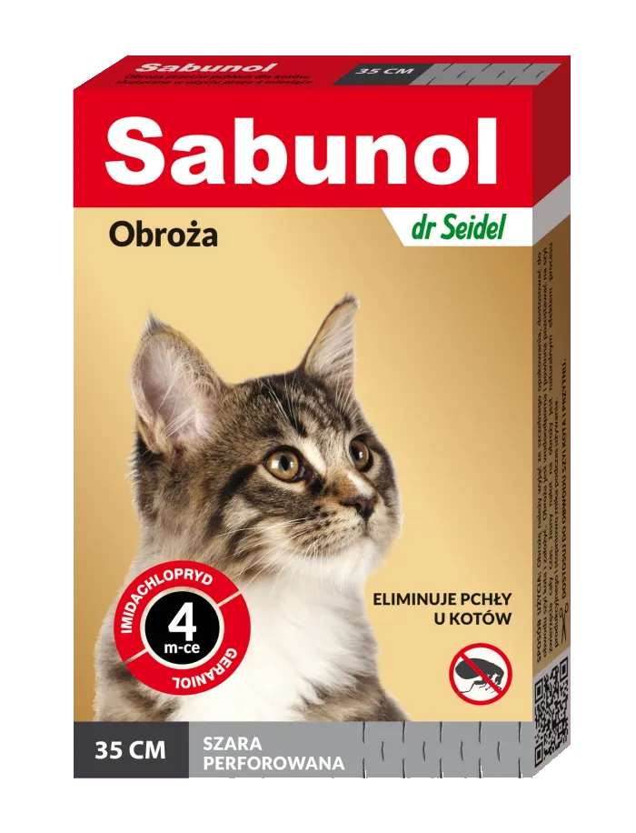 dr Seidel Sabunol Obroża przeciw pchłom dla kotów szara, 1 szt.