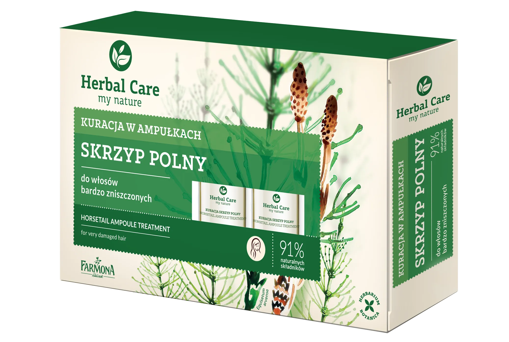 Herbal Care kuracja w ampułkach do włosów bardzo zniszczonych Skrzyp polny, 5x5 ml