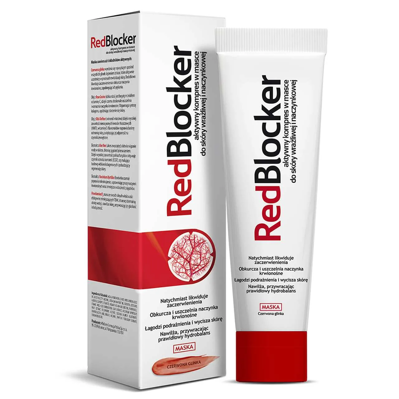 Redblocker, aktywny kompres w masce do skóry wrażliwej i naczynkowej, 50 ml