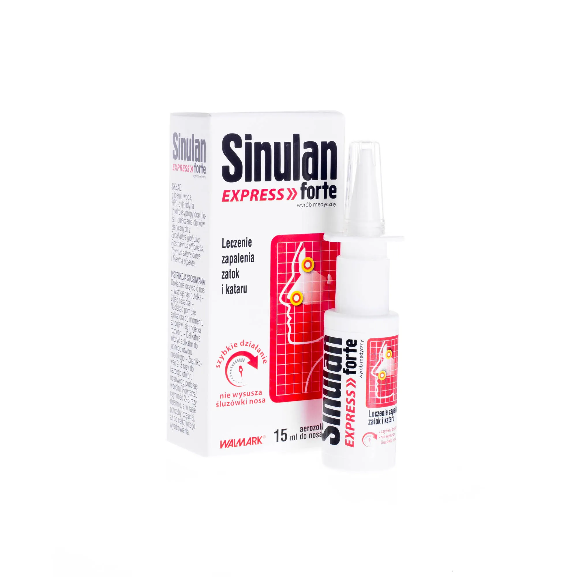 Sinulan Express Forte - wyrób medyczny stosowany w leczeniu zapalenia zatok i kataru, 15 ml