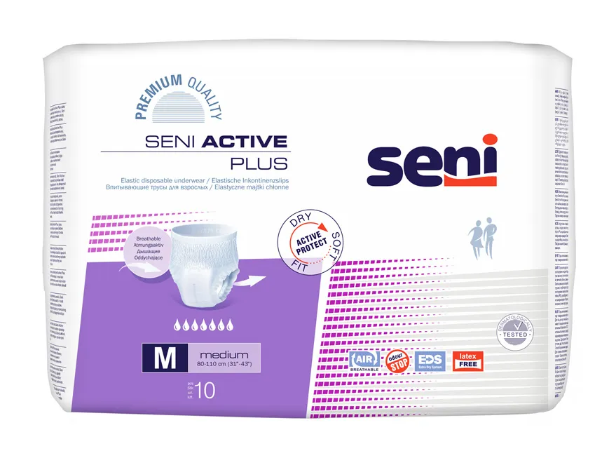 Seni Active Plus, elastyczne majtki chłonne, medium 80-110 cm,  10 sztuk