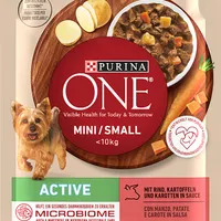 Purina One Mini Active Karma mokra dla ps&oacute;w ras małych z wołowiną, ziemniakami i marchewką, 2 x 85 g