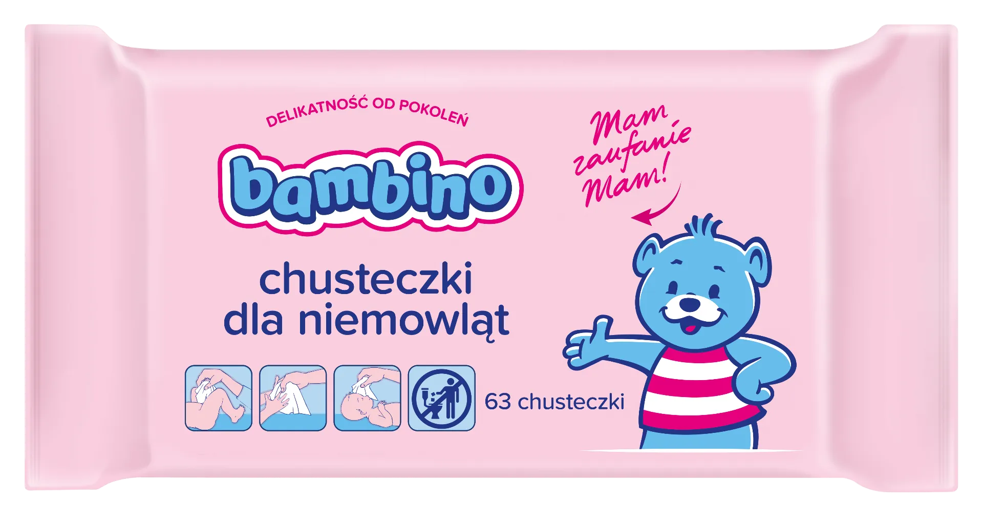 Bambino, chusteczki dla niemowląt, 63 sztuki