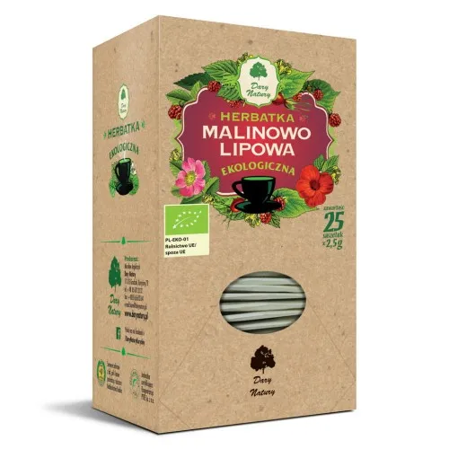 Dary Natury Herbatka Malinowo-Lipowa ekologiczna, 25 saszetek