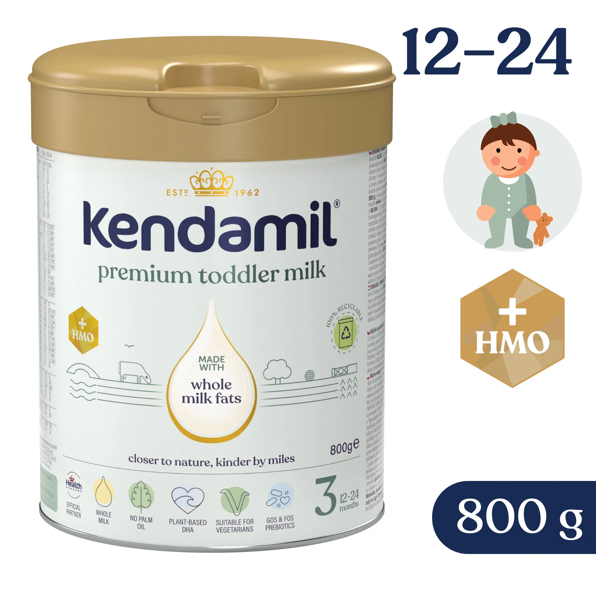Kendamil Premium 3 HMO+ mleko następne, 800 g 