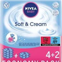 Nivea Baby Soft&Cream Chusteczki dla niemowląt, 6 x 63 szt.