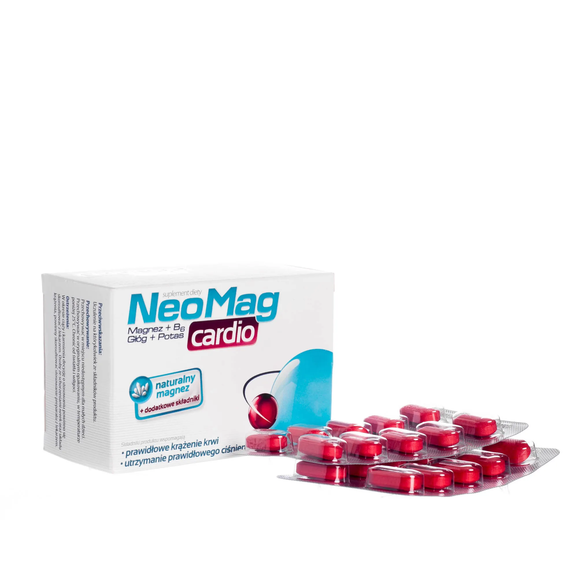 NeoMag Cardio, suplement diety, Magnez + B6 + Głóg + Potas, 50 tabletek