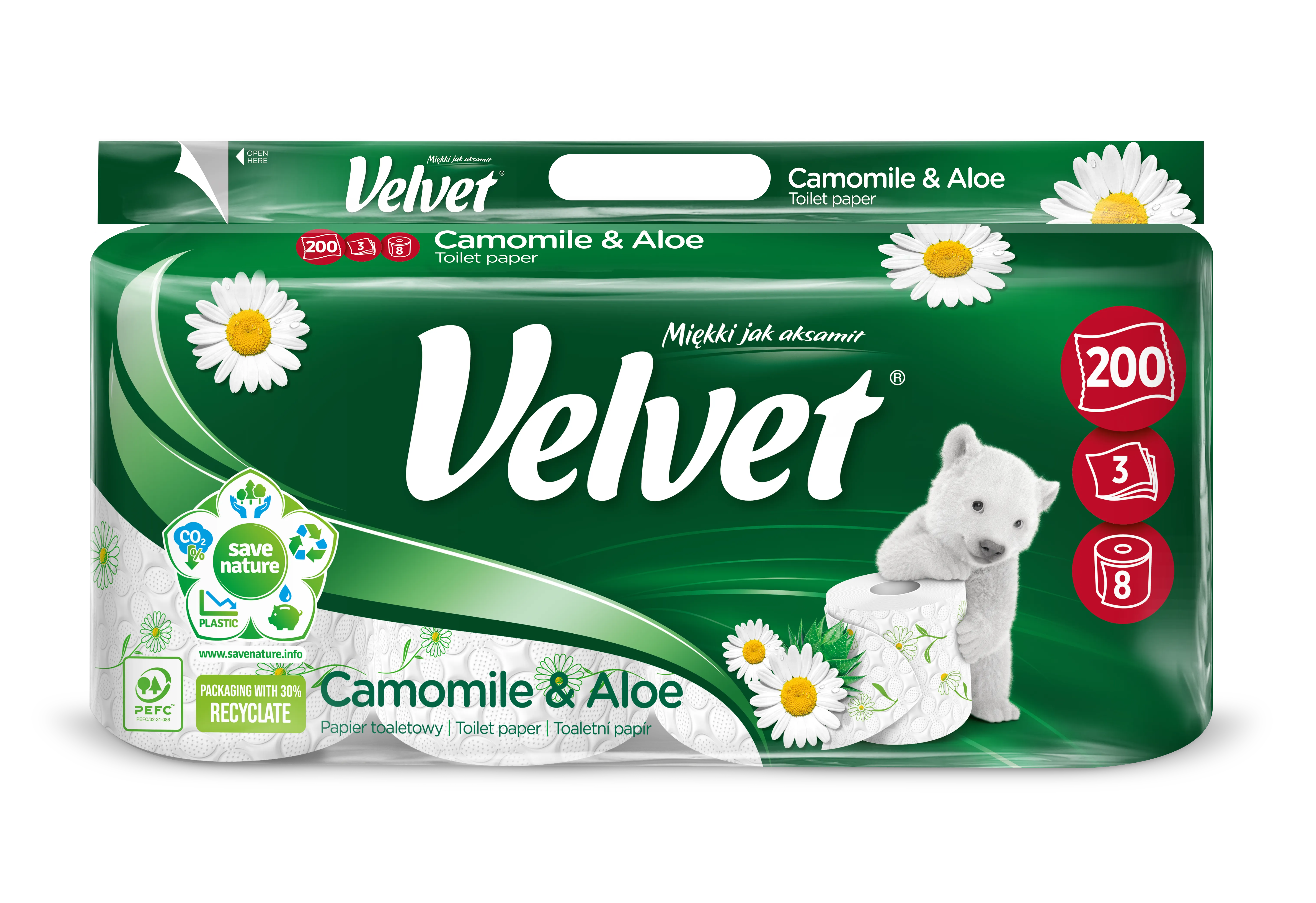 Velvet Excellence Rumianek i Aloes Papier toaletowy, 8 szt.