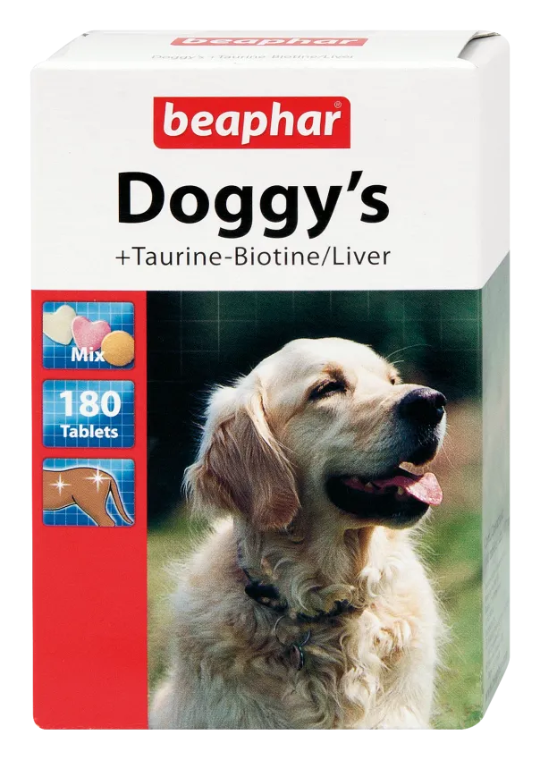 Beaphar Doggy’s  +  Taurine-Biotine/Liver Mix tabletki witaminowe mix rodzajów, 180 szt.