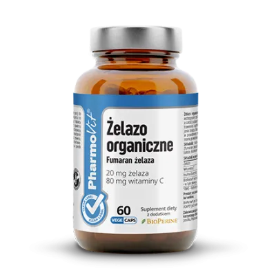 Pharmovit Żelazo organiczne 20 mg, suplement diety, 60 kapsułek