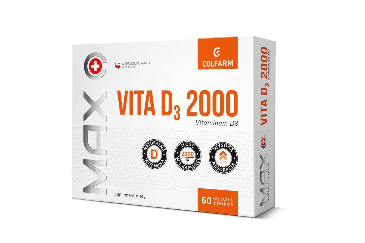 Vita D3 2000 Max, suplement diety, 60 kapsułek