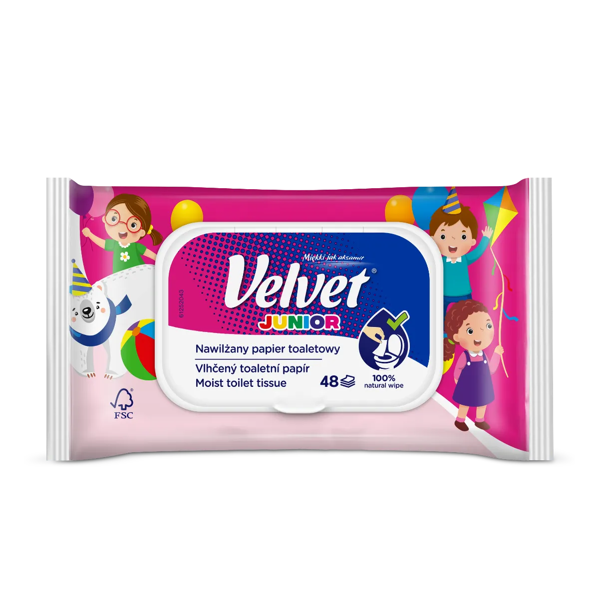 Velvet Junior nawilżany papier toaletowy, 1 szt. 