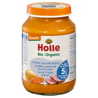 Holle BIO Danie mięsno-warzywne z ziemniakami, marchewką i wołowiną dla niemowląt powyżej 5. miesiąca życia, 190 g