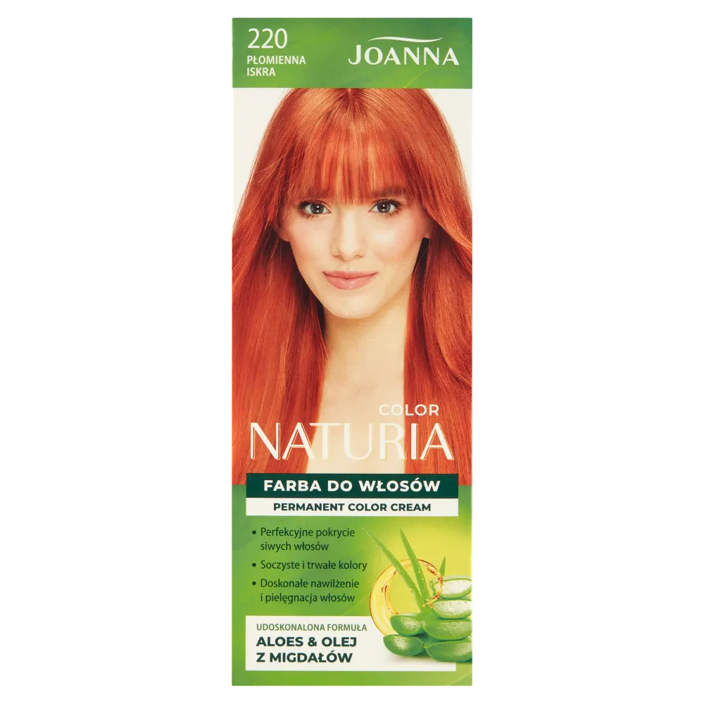 Joanna Naturia Color Farba do włosów nr 220 Płomienna Iskra, utleniacz 60 g + farba 40 g