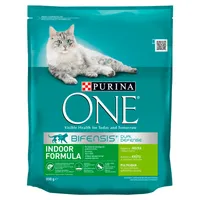 Purina ONE Indoor Karma dla dorosłych kotów bogata w indyka i pełne ziarna, 800 g