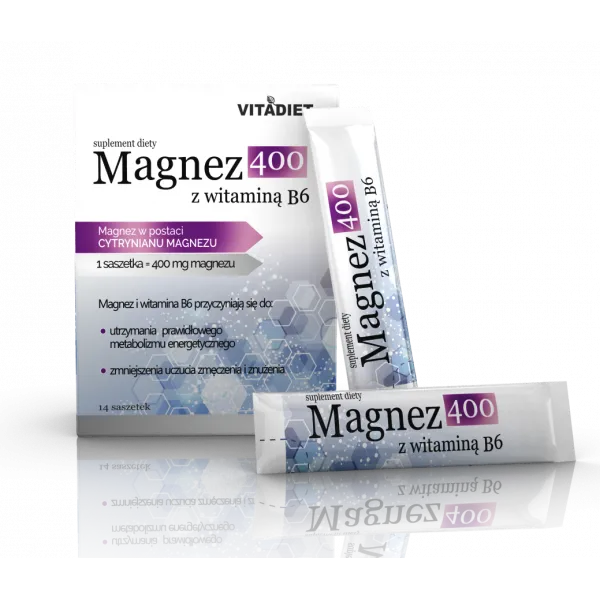 Magnez 400 z witaminą B6, suplement diety, 14 saszetek