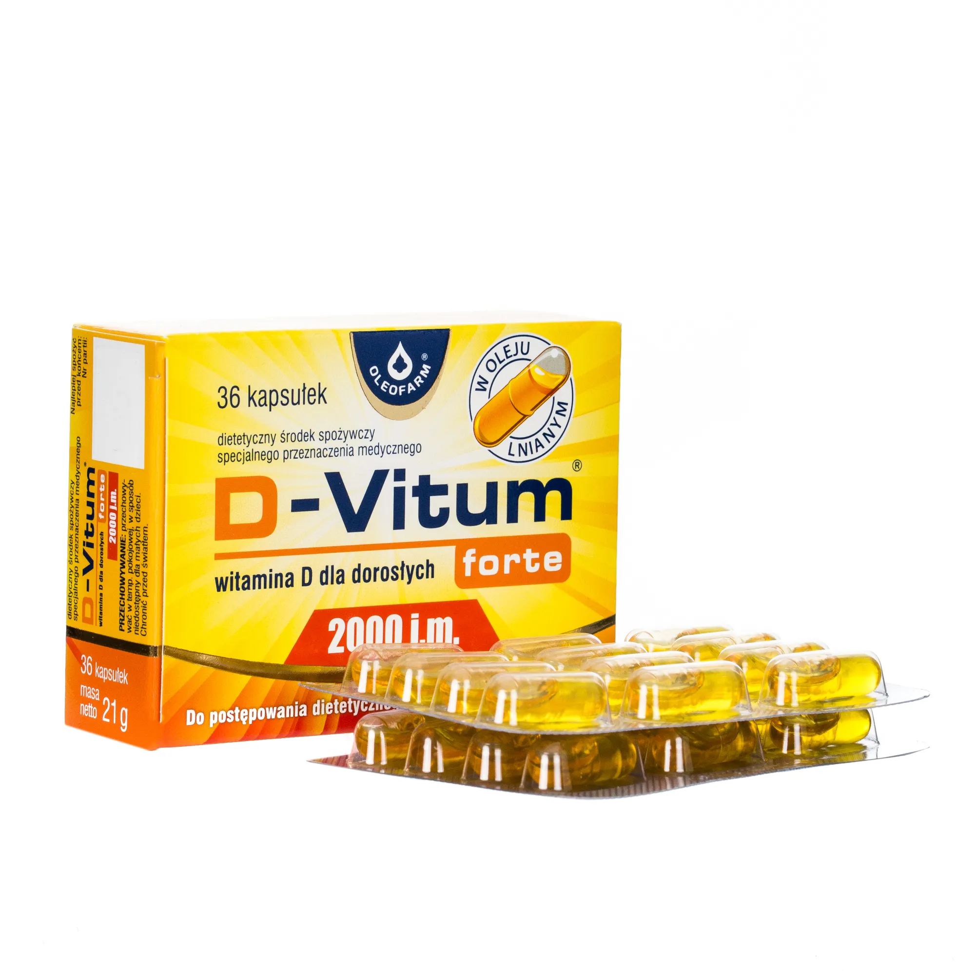 D-Vitum forte 2000 j.m., kapsułki z witaminą D dla dorosłych, 36 szt.