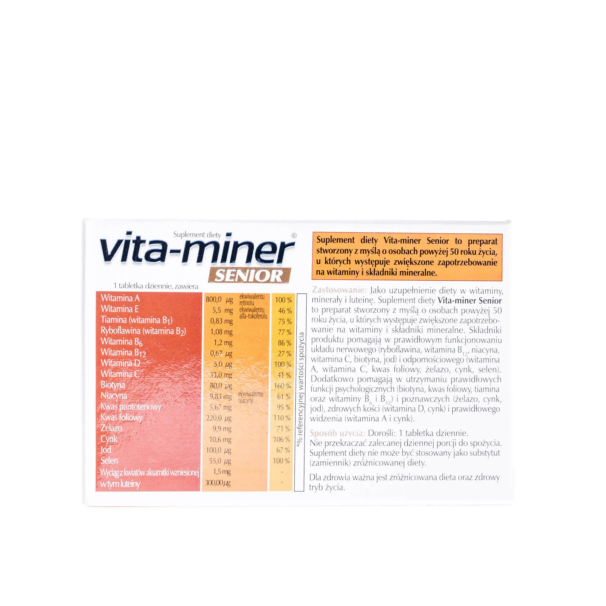 Vita-miner Senior - zestaw witamin i minerałów dla osób po 50 roku życia, 60 tabletek 