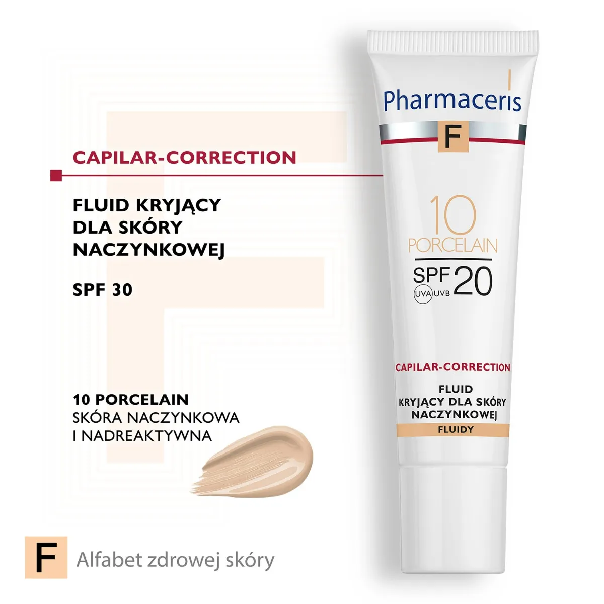 Pharmaceris F Capilar-Correction, fluid kryjący do skóry naczynkowej 10 Porcelain SPF 20, 30 ml 