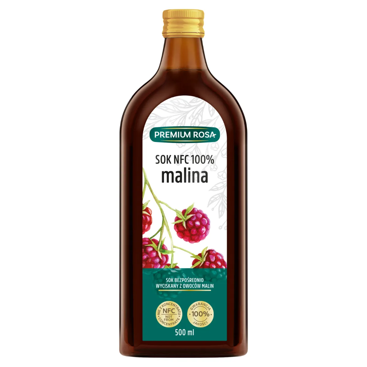 Premium Rosa Sok NFC 100% Malina,  500 ml
