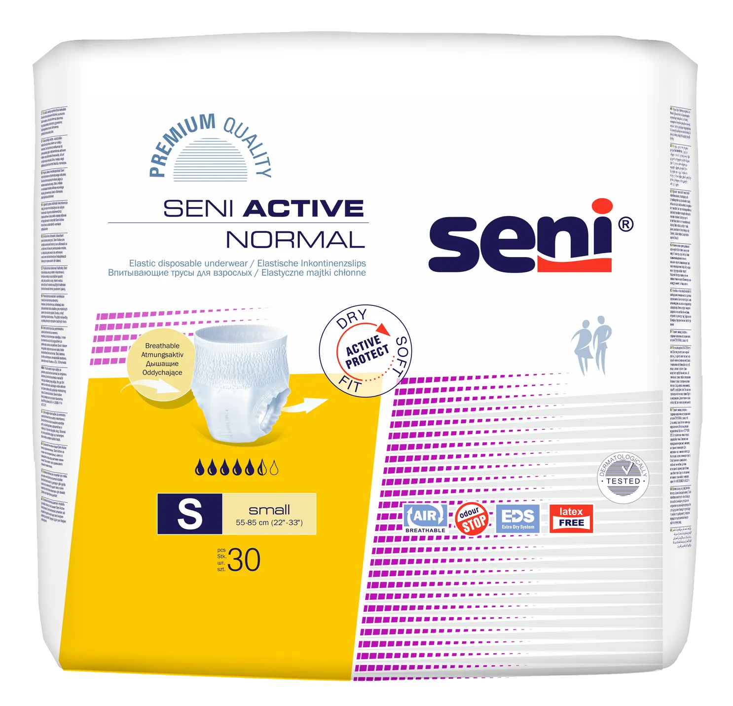 Seni Active Normal, elastyczne majtki chłonne, small 55-85 cm, 30 sztuk