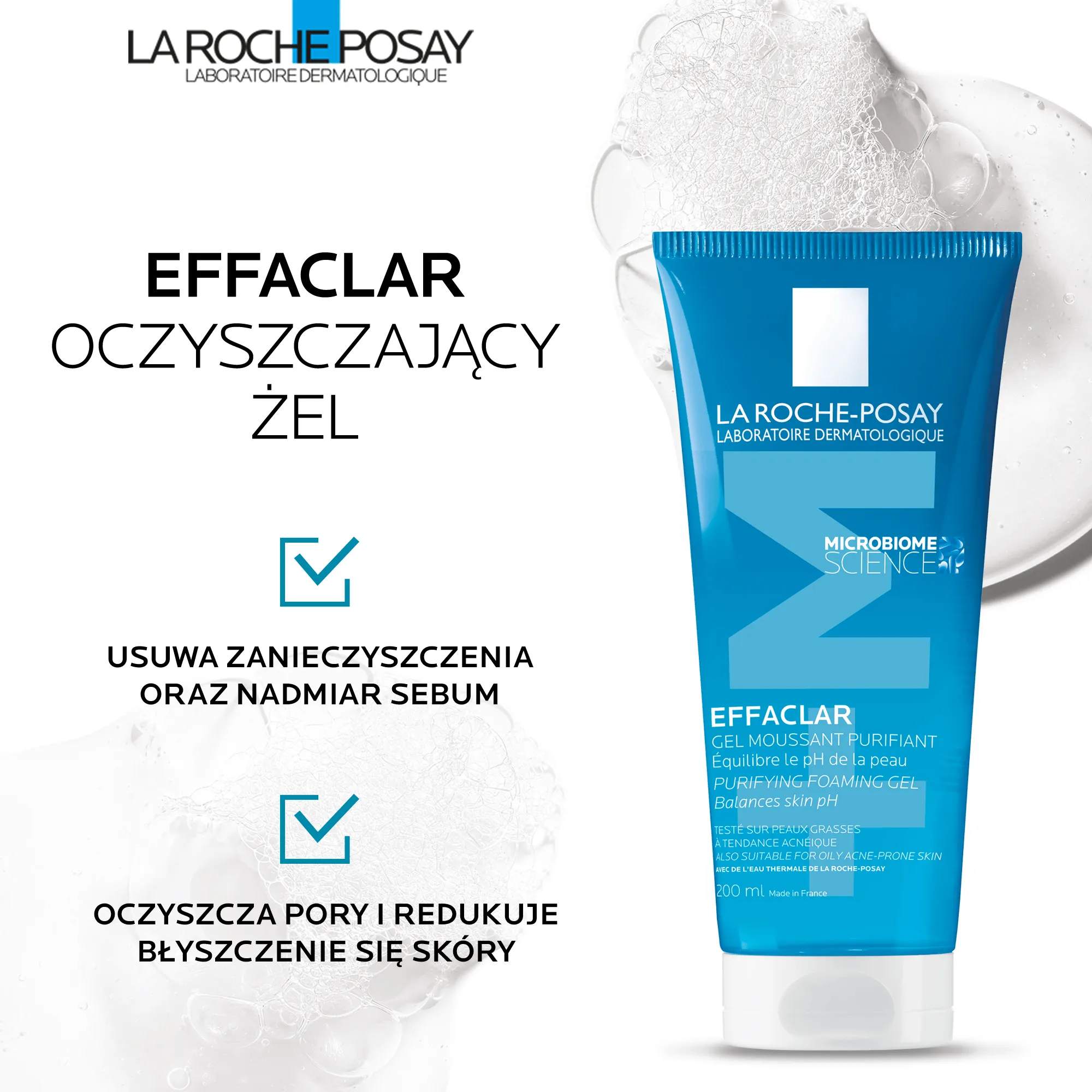 La Roche-Posay Effaclar, oczyszczający żel do twarzy, skóra tłusta, 200 ml 