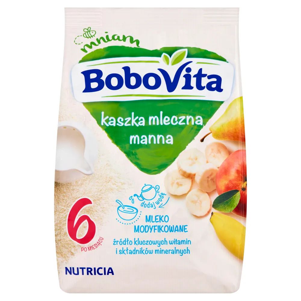 BoboVita mleczna kaszka manna z 3 owocami, 230 g