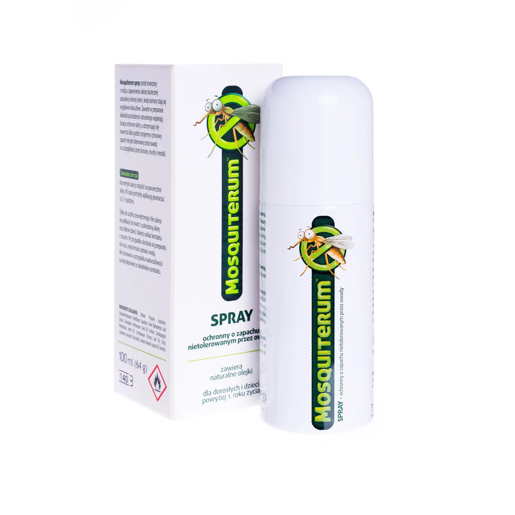 Mosquiterum, spray ochronny o zapachu nietolerowanym przez owady, 100 ml. Data ważności 31.05.2024