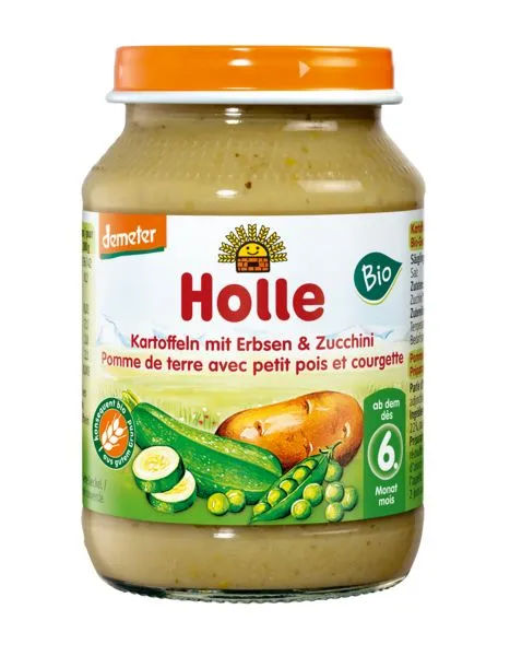Holle BIO Danie warzywne z ziemniakami, groszkiem i cukinią dla niemowląt powyżej 6. miesiąca życia, 190 g