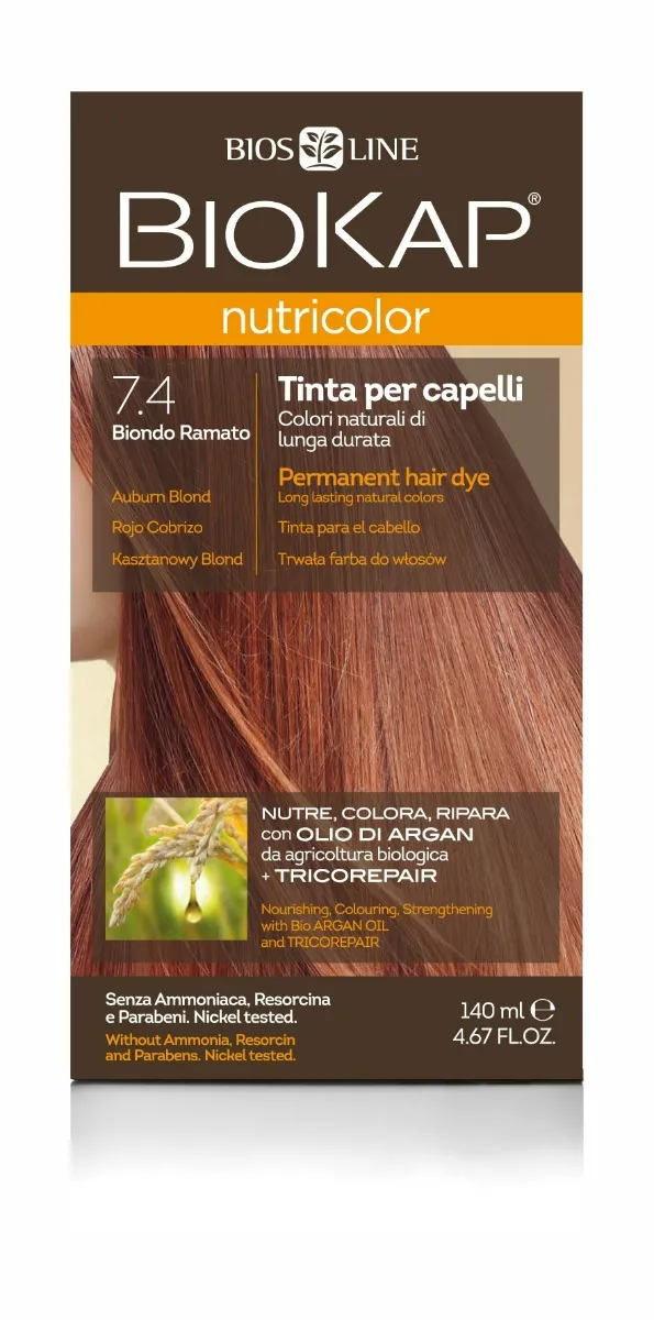 Biokap Nutricolor naturalna farba do włosów, 7.4 kasztanowy blond, 1 szt.