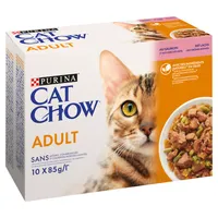 Purina Cat Chow Adult mokra karma dla kotów łosoś i zielona fasolka, 10 x 85 g
