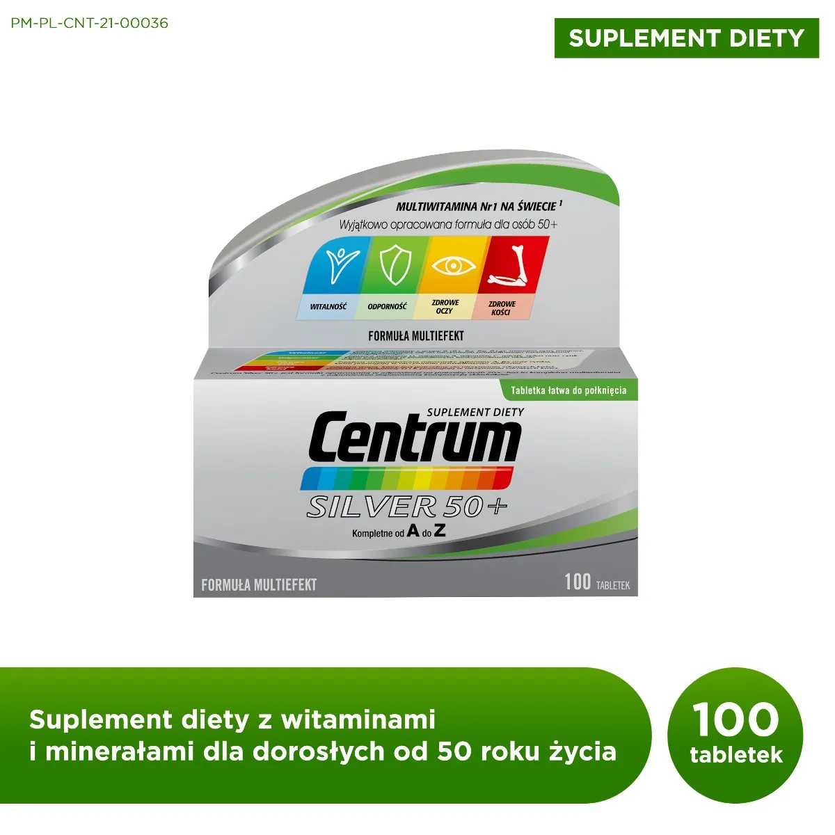 Centrum Silver 50+, suplement diety, 100 tabletek