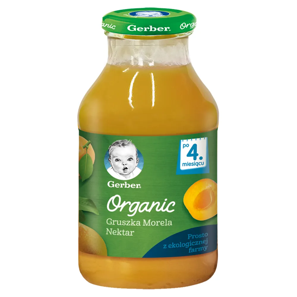 Gerber Organic nektar dla niemowląt o smaku gruszki i moreli, 200 ml