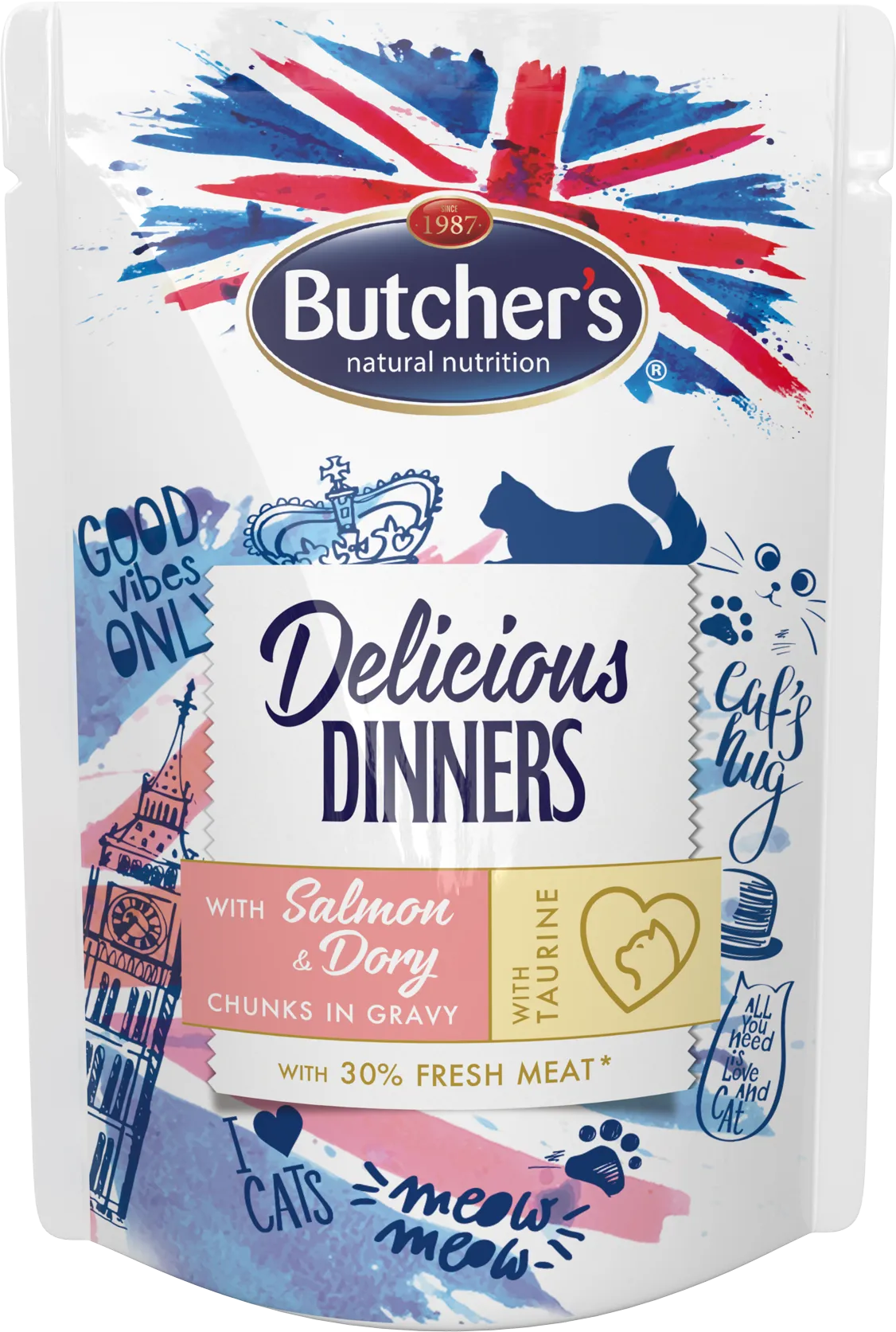 Butcher’s Delicious Dinners kawałki w sosie z łososiem i doradą, 100 g