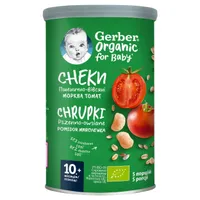Gerber Organic chrupki pszenno-owsiane pomidor, marchewka dla niemowląt po 10 miesiącu, 35 g